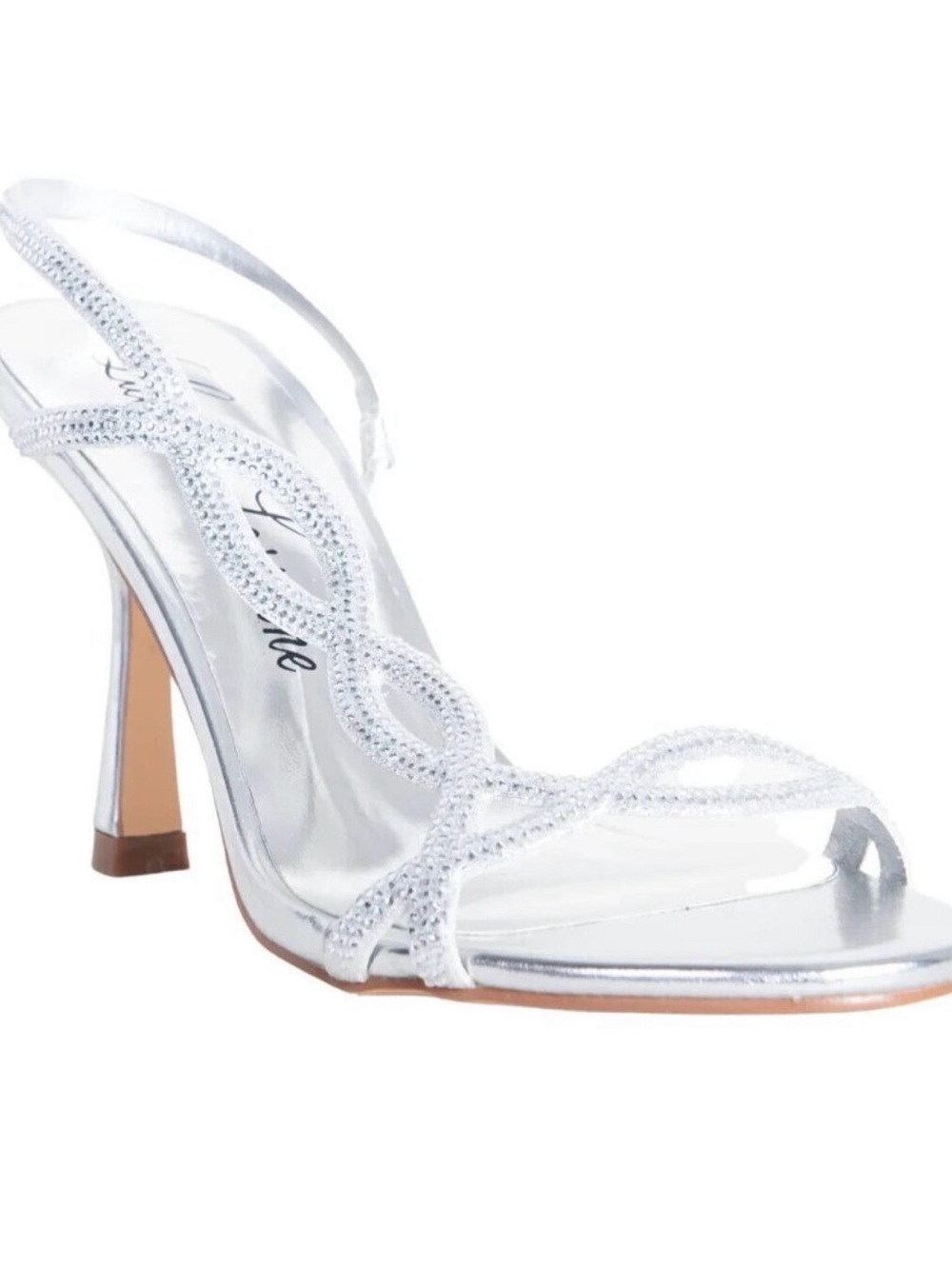 Lauren Lorraine Silver Crystal Slingback Heels